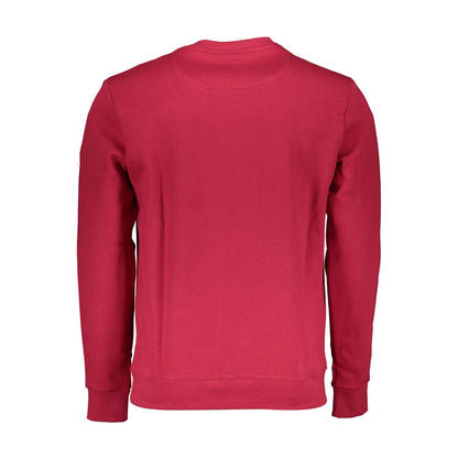 Back view of North Sails Red Cotton Men Sweater with long sleeves and iconic logo.