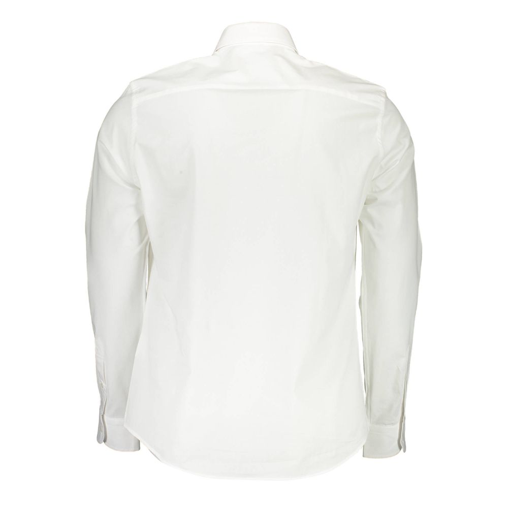 Back view of North Sails White Cotton Men Shirt with Italian collar and 1-button cuffs, featuring sleek design for a classic sophisticated look.