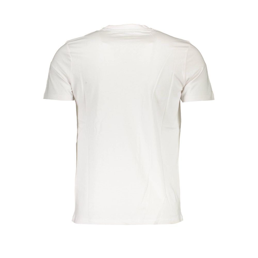 Back view of North Sails White Cotton Men T-Shirt featuring crew neck design and soft premium fabric.