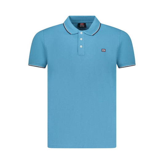 Norway 1963 Blue Cotton Men Polo Shirt with short sleeves and signature logo