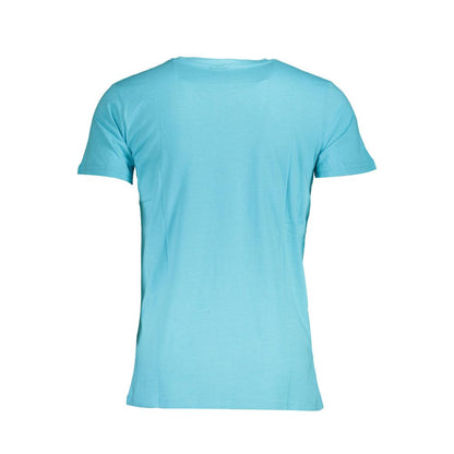 Back view of Norway 1963 Blue Cotton Men T-Shirt showcasing sleek design and pure cotton fabric.