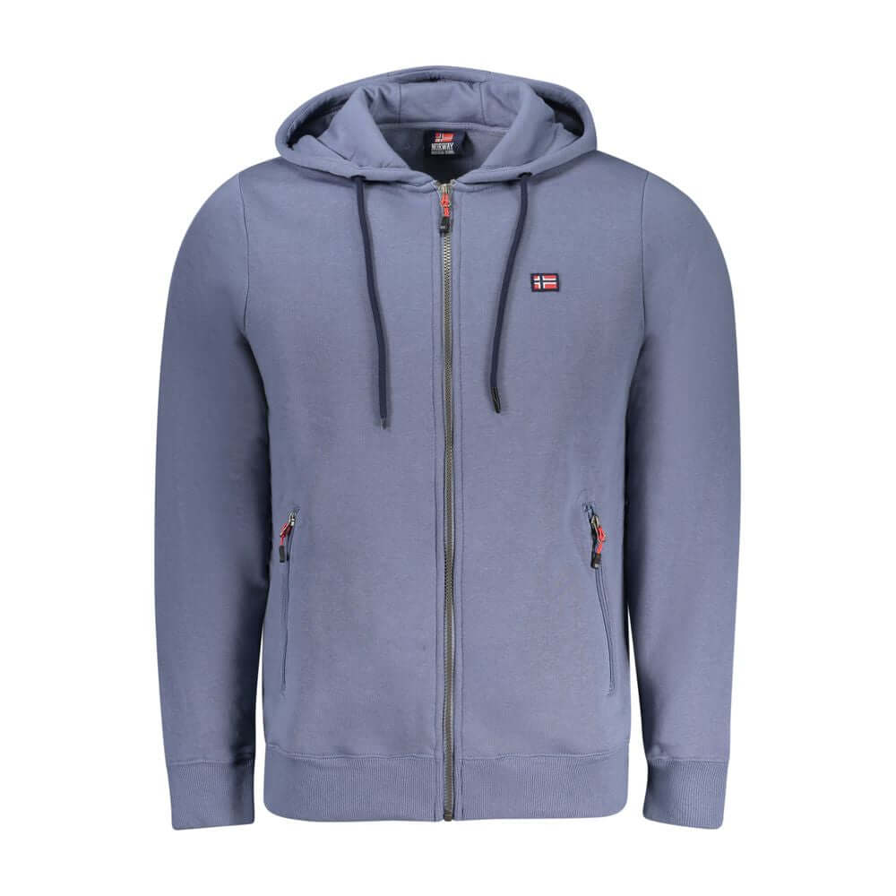Norway 1963 Blue Cotton Sweatshirt: Long-sleeved hoodie with 2 zip pockets, full zip, and logo embroidery.