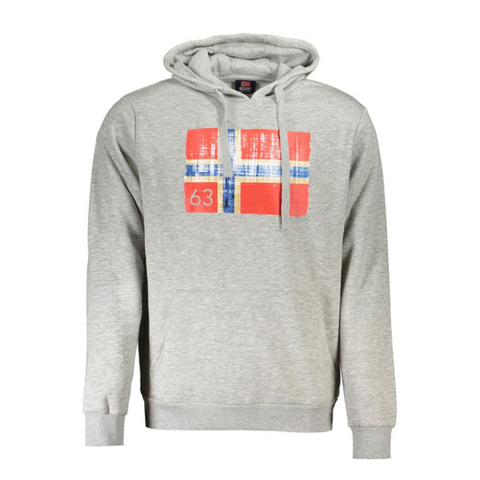 Norway 1963 Gray Cotton Men Sweater with logo, crew neck, and long sleeves, ideal for modern elegant casual wear.
