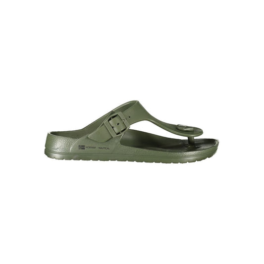 Norway 1963 Green Plastic Mens Sandal with adjustable buckle and logo, stylish and comfortable flip-flop for modern men