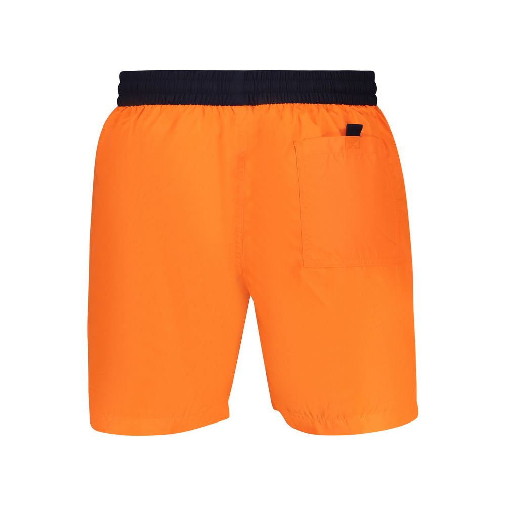 Norway 1963 Orange Polyamide Swimwear with back pocket and elastic waist, featuring contrasting details and brand logo.