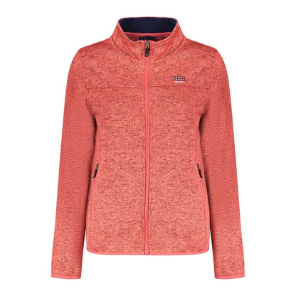 Norway 1963 Pink Polyester Women Sweater with zipper pockets and embroidery