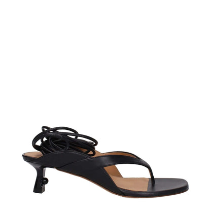 Off-White Black Leather Flip-Flop Sandals