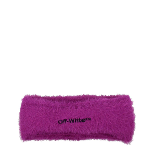 Off-White Purple Fabric Headband with logo on front, stylish hair accessory in violet fabric.