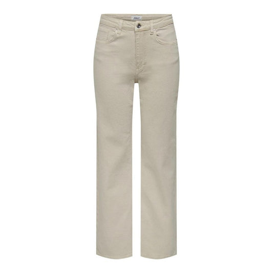 Only Beige Cotton Relaxed Fit Jeans