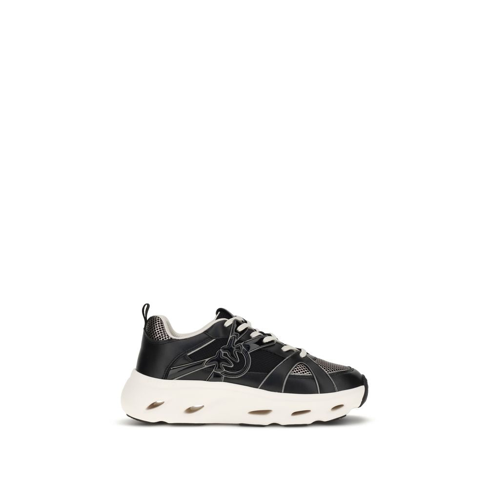 PINKO Black Calf Leather Bos Taurus Chunky Sneakers PINKO