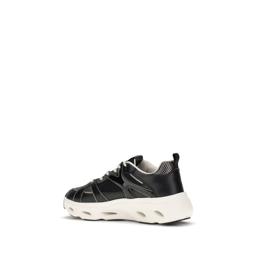 PINKO Black Calf Leather Bos Taurus Chunky Sneakers PINKO