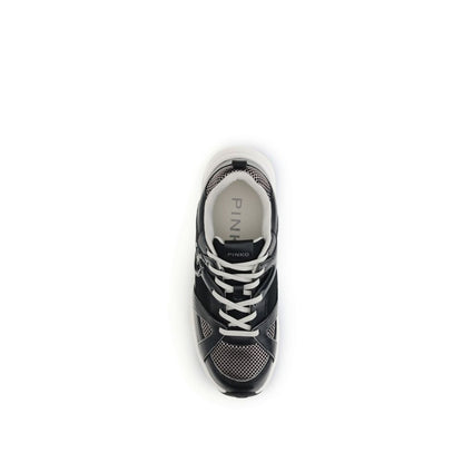 PINKO Black Calf Leather Bos Taurus Chunky Sneakers PINKO