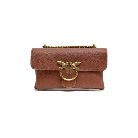 PINKO Brown Leather Love Boucle Riga Shoulder Bag PINKO