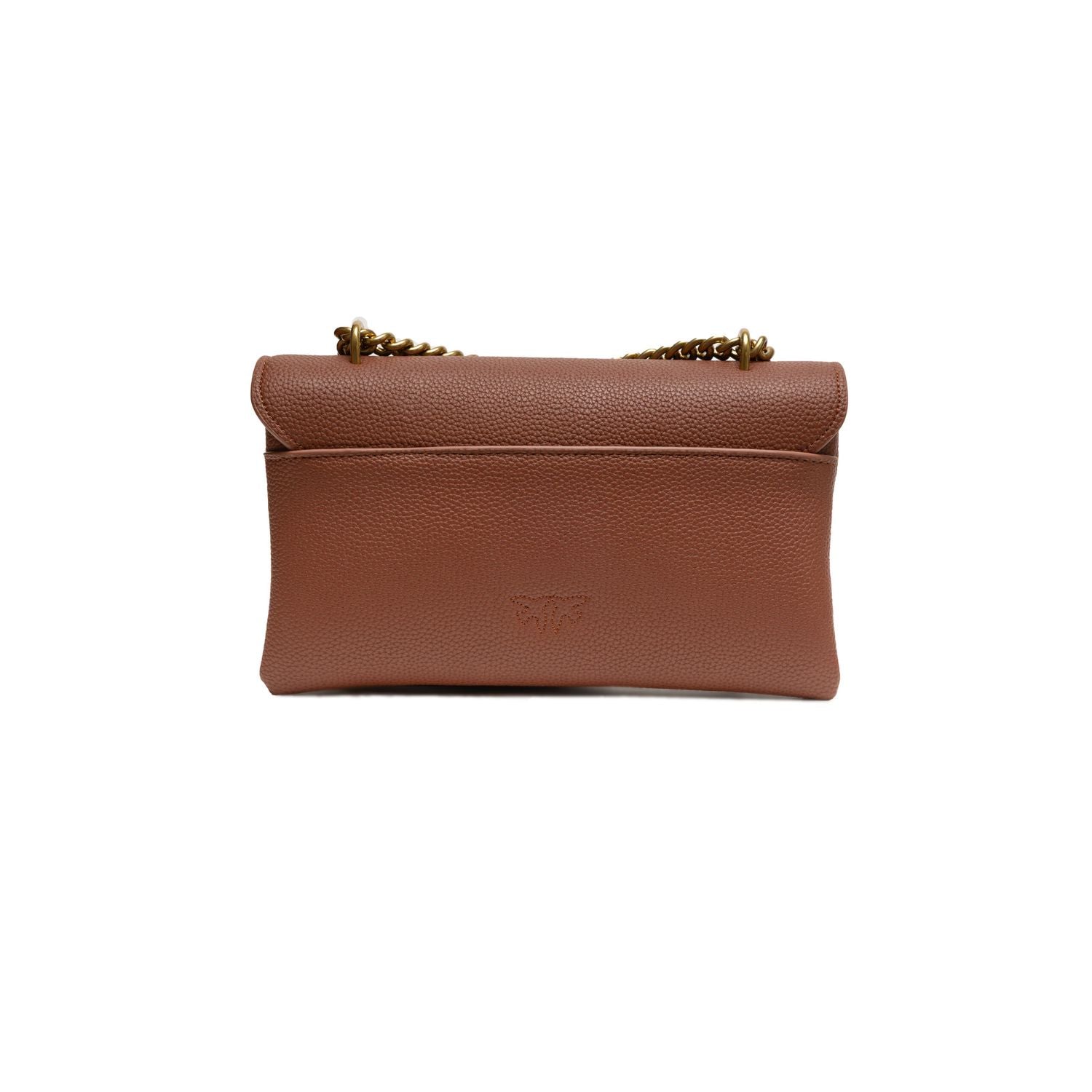 PINKO Brown Leather Love Boucle Riga Shoulder Bag