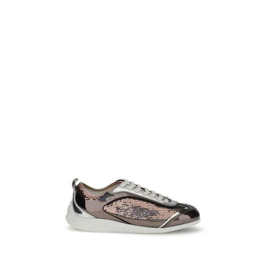 PINKO Multicolor Polyamide Low Top Sneakers with sequined mirror fabric, side logo embroidery, and embossed detail on rubber sole.