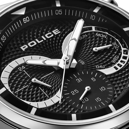 POLICE WATCHES Mod. PEWGK0040303M with a detailed black dial and chronograph features.