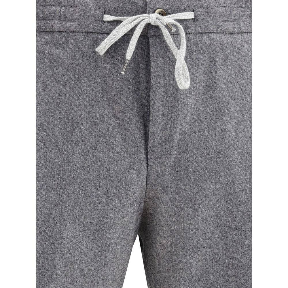 PT Torino Gray Fleece Wool Casual Pants with elastic waistband and drawstring.