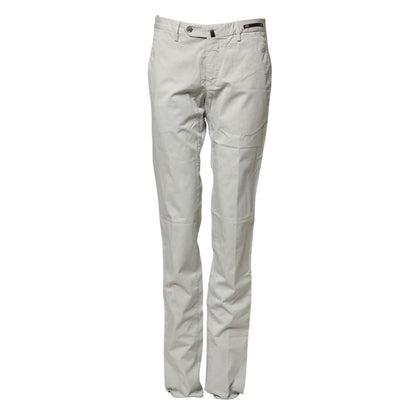 PT01 Light Gray Mid Waist Men Straight Chino Trouser Pants