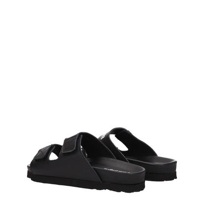Palm Angels Black Leather Flat Sandals