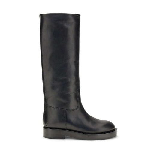 Paris Texas Black Leather Boots with block heel and round toe, crafted from Napa leather for a sleek and elegant look.