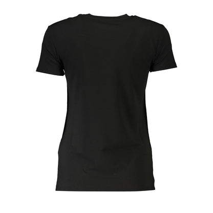 Back view of Patrizia Pepe Black Organic Cotton Women T-Shirt showcasing short sleeves and classic fit.