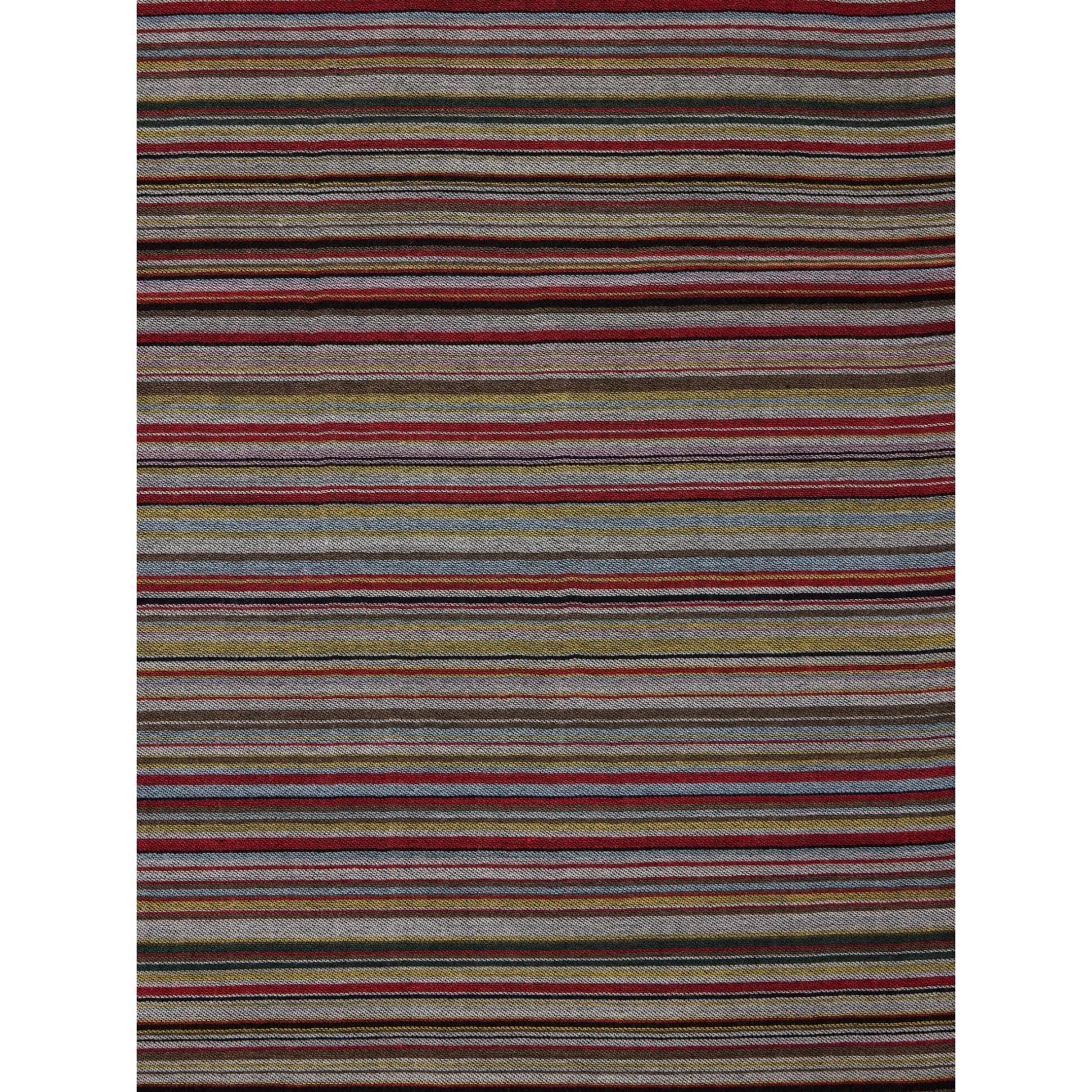 Paul Smith Signature Stripe wool and silk scarf with dark red and colorful stripes, frayed edge wraparound style.
