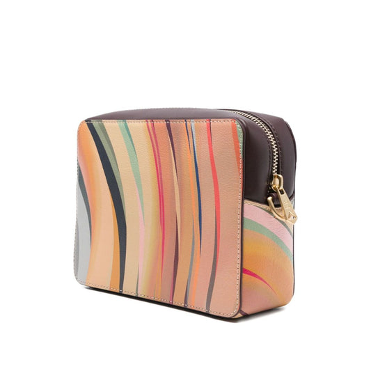 Paul Smith Swirl leather crossbody bag in dark brown calf leather with swirl pattern and adjustable shoulder strap, 14x19x6 cm.