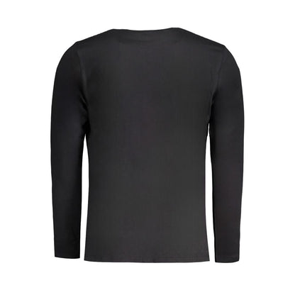 Pepe Jeans Black Cotton T-Shirt, long-sleeved, regular fit, crew neck, featuring logo, made from 100% sustainable cotton, back view.