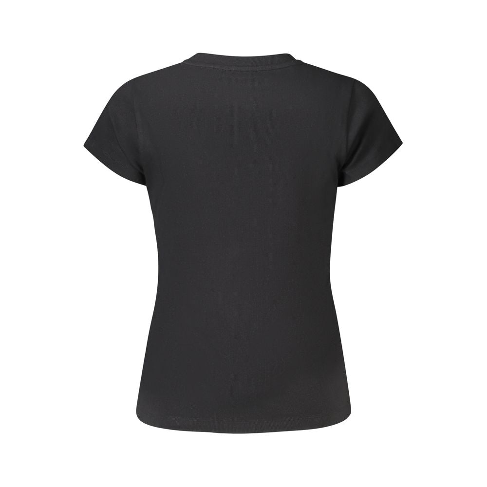 Pepe Jeans Black Cotton Women T-Shirt back view showcasing sustainable soft material and chic design