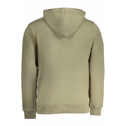 Pepe Jeans Green Organic Cotton Men Sweater shown from back with hood, crafted from 100% organic cotton, versatile green hue.