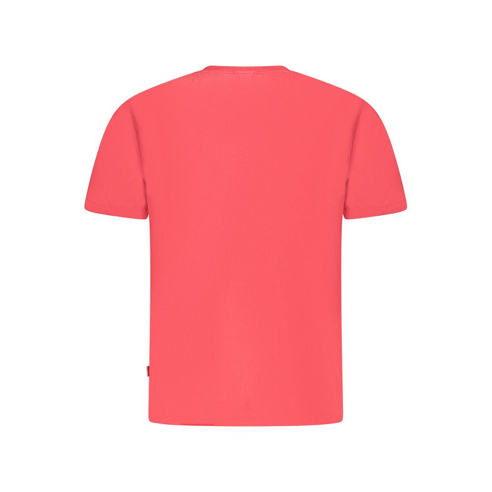 Pepe Jeans Red Cotton T-Shirt, short sleeve, crew neck, featuring logo print, made from 100% sustainable cotton, back view