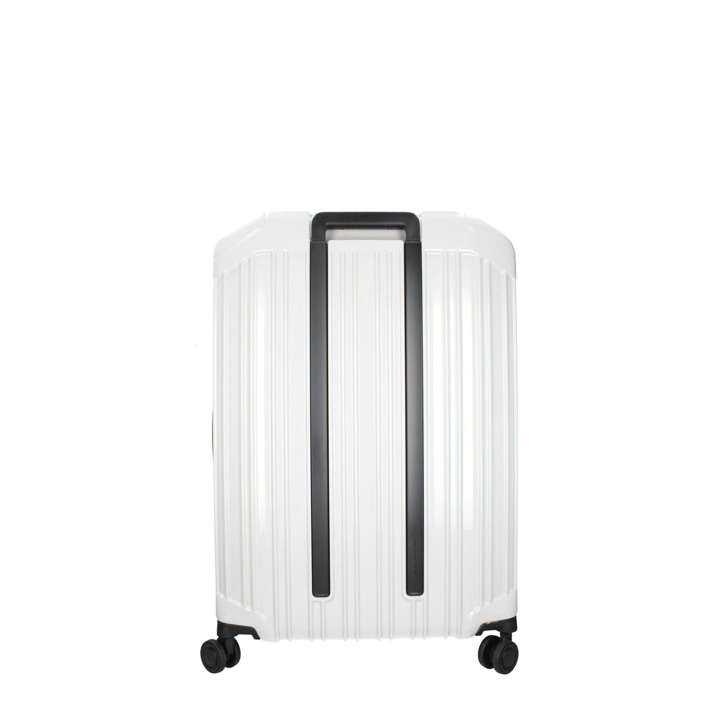 Piquadro Gray Polycarbonate Luggage And Travel with tsa closure, adjustable handle, and vintage effect, rear view.