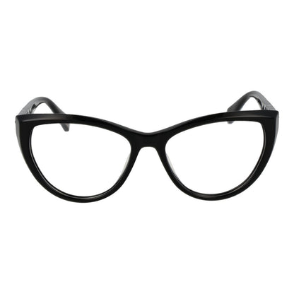 Cat eye Police Black Plastic Glasses (Frames) for women, full-rim style, with demo lenses and branded case, size 53-16-140.