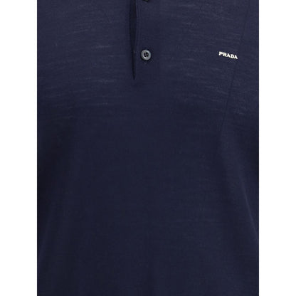 Prada Blue Fleece Wool Polo Shirt