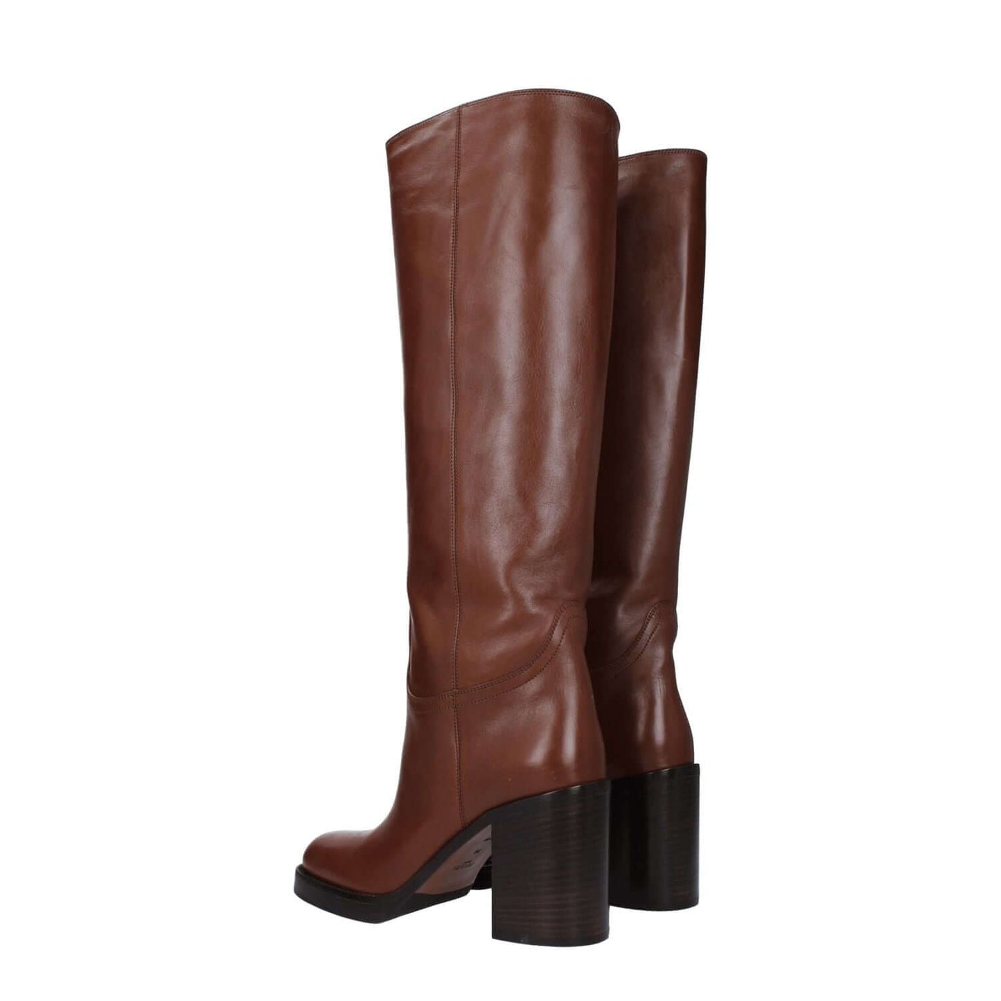 Prada Brown Leather High Heel Boots