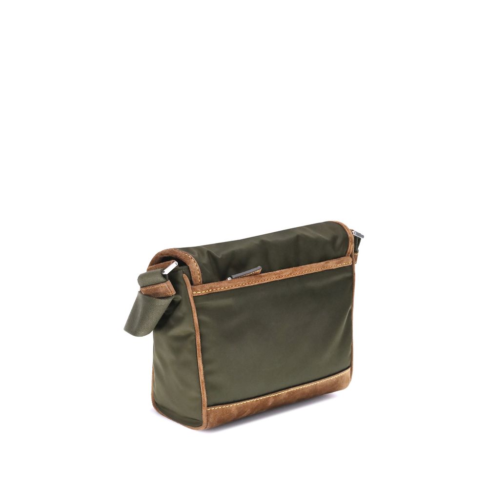 Prada Green Recycled Polyamide Shoulder Bag with adjustable strap and exterior pocket