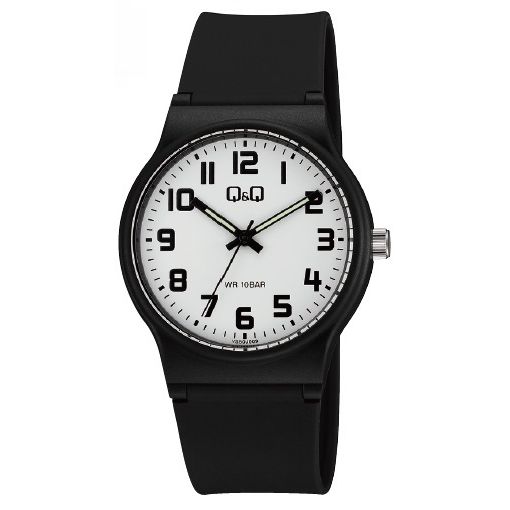 Q&Q FASHION Mod. VS50J009Y wristwatch with black resin case and strap, quartz movement, water resistant to 10 ATM