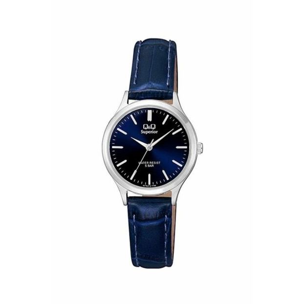 Q&Q SUPERIOR Mod. S279J312Y ladies wristwatch, 30mm stainless steel case, sapphire dial, leather strap, water resistant 5 ATM.
