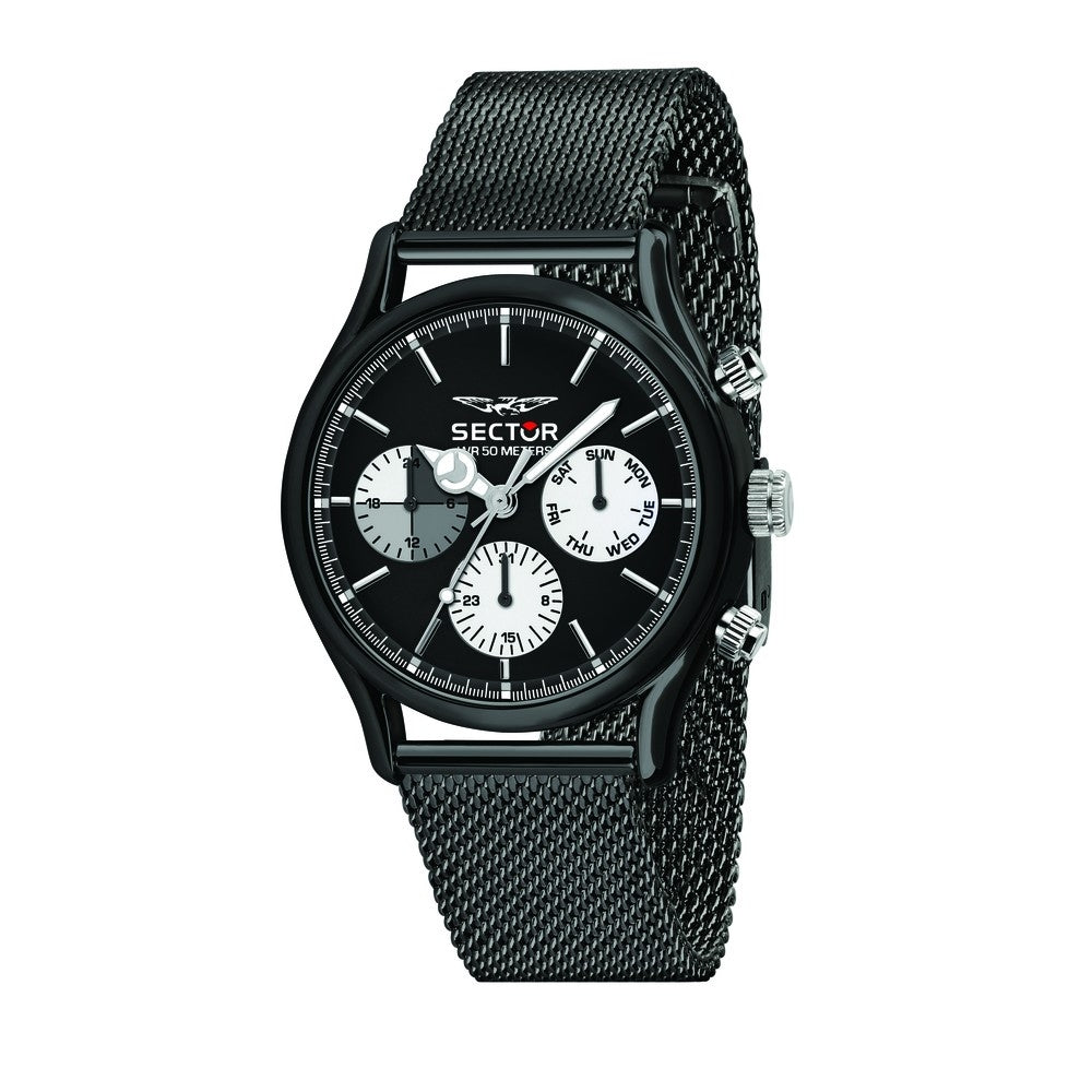 SECTOR Mod. 660 wristwatch with black PVD SS case, quartz movement, multifunction features, and mineral dial.