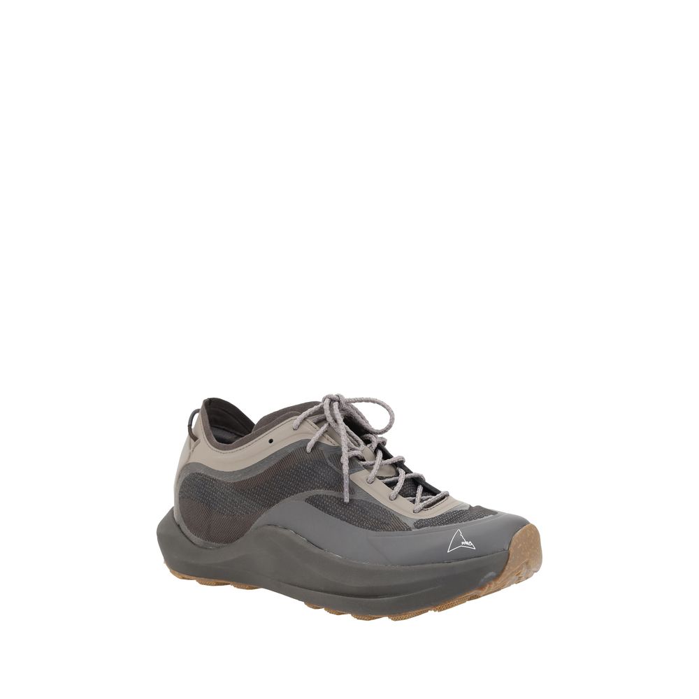 ROA Brown Polyester Athletic Sneakers with reinforced round toe and lace-up closure on platform sole for modern and versatile style.