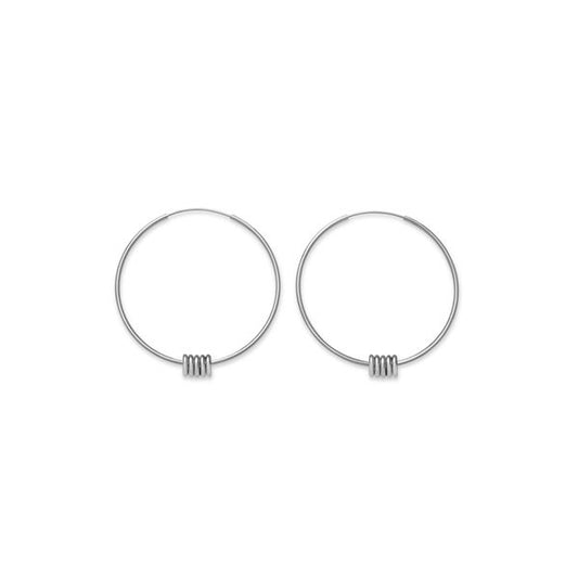 Silver hoop earrings from ROSEFIELD JEWELS JEWELRY Mod. JSHLS-J068 collection, showcasing a minimalist design.