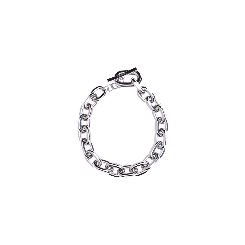 Rabanne Silver Aluminum Necklace with oversized chain links and adjustable clasp, ideal for statement fashion looks.