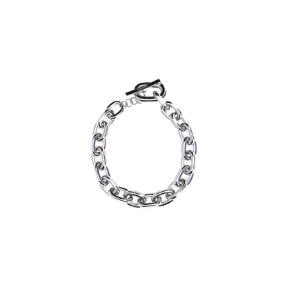 Rabanne Silver Aluminum Necklace with oversized chain links and adjustable clasp, ideal for statement fashion looks.