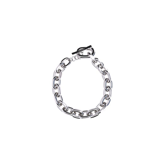 Rabanne Silver Aluminum Necklace with oversized chain links and adjustable clasp, ideal for statement fashion looks.