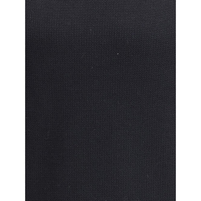 Close-up of Roberto Collina Black Merino Wool Turtleneck fabric texture showcasing fine knit details.