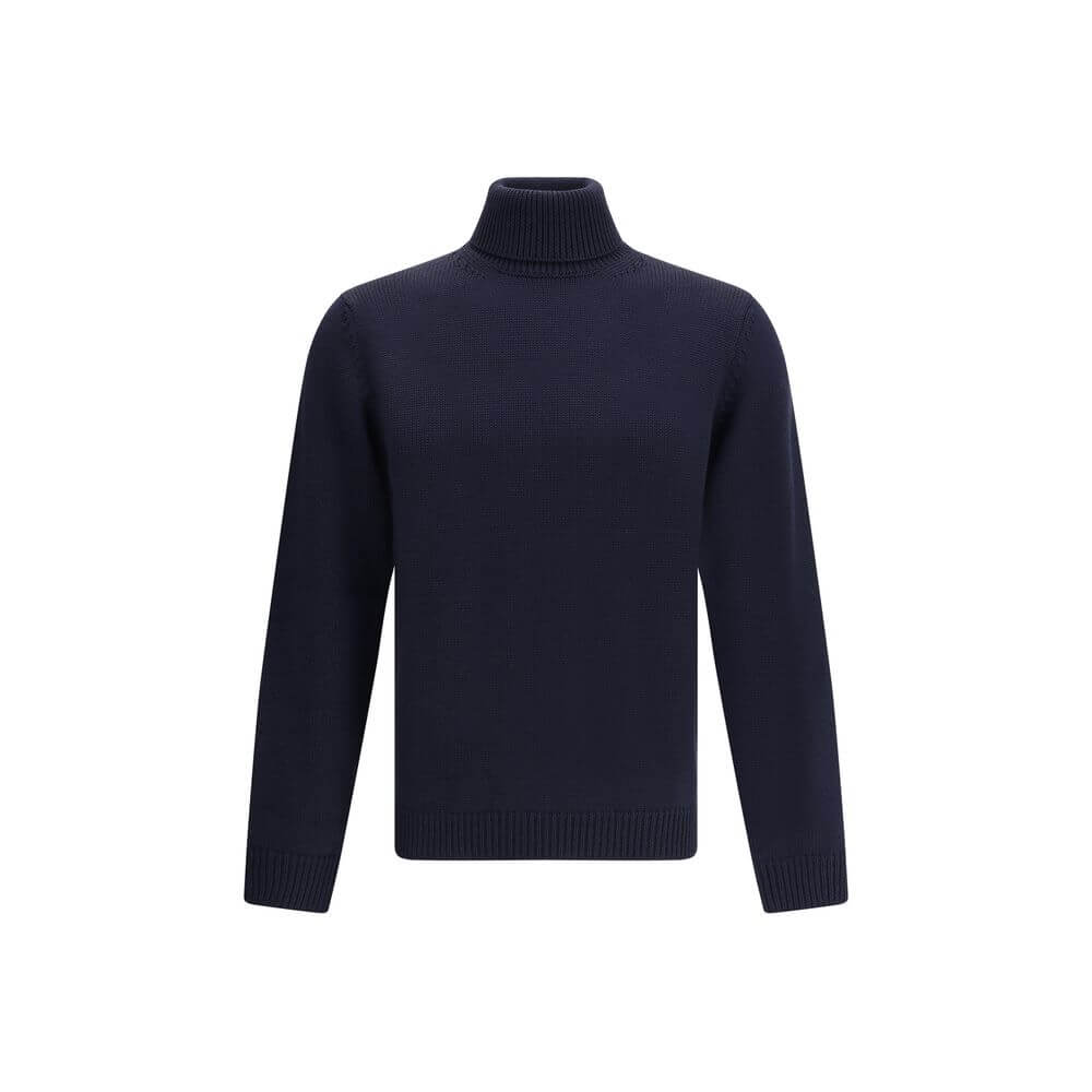 Roberto Collina Blue Merino Wool Turtleneck