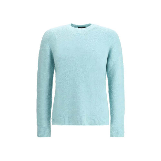 Roberto Collina Green Cotton Sweatshirt with ribbed crew neck, hem and cuffs, made in Italy, ideal for stylish and comfortable winter wear.