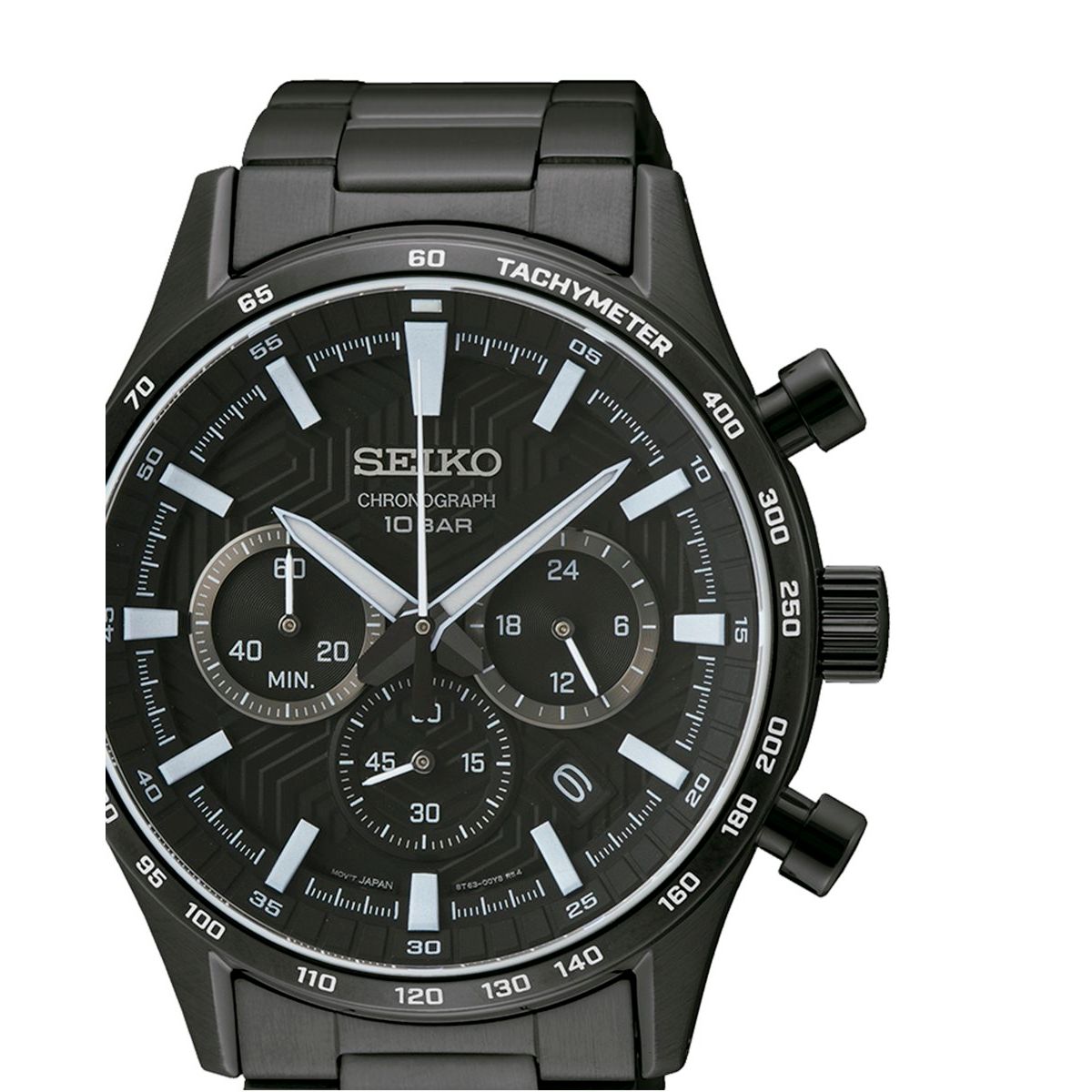 SEIKO WATCHES Mod. SSB415P1 - Black stainless steel chronograph wristwatch with date, water-resistant up to 10 ATM