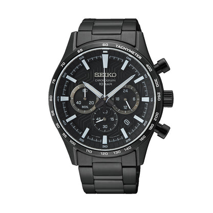 SEIKO WATCHES Mod. SSB415P1, 41mm Gent's wristwatch, IP black stainless steel, quartz movement, chronograph, 10 ATM water resistance.