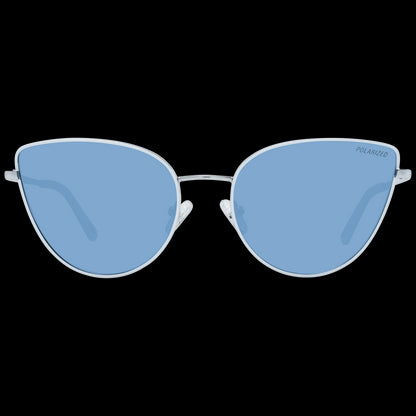 Blue-lens sunglasses with silver frame, SKECHERS MOD. SE6158 5921V, ideal for ladies seeking stylish and modern eyewear.